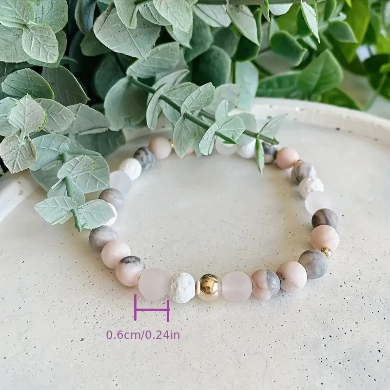 Rosa Sebra Jasper & Rose Gull Edelsten Perle Armbånd